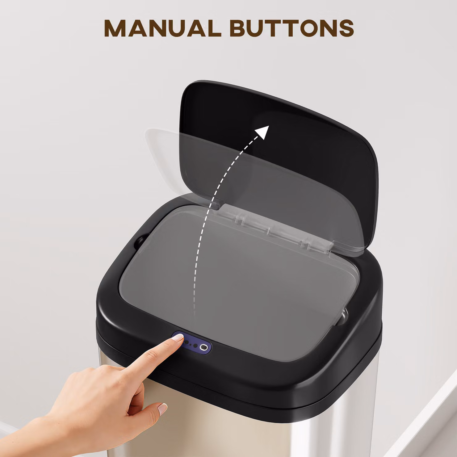 HOMCOM 50L Stainless Steel Sensor Bin in Silver Tone with Fingerprint-Proof Finish – 4