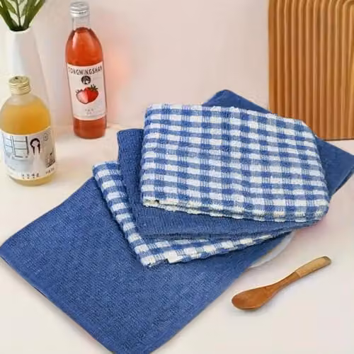 Casabella Pack of 6 Blue Cotton Terry Towelling Kitchen Tea Towels – 6