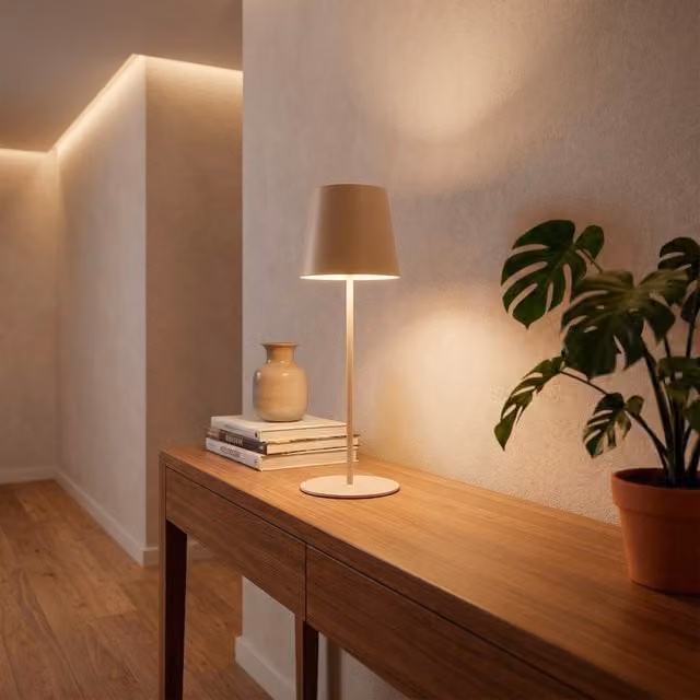 Briloner Beige Rechargeable LED Table Lamp with Dimmable Warm White Light and IP44 Rating – 1