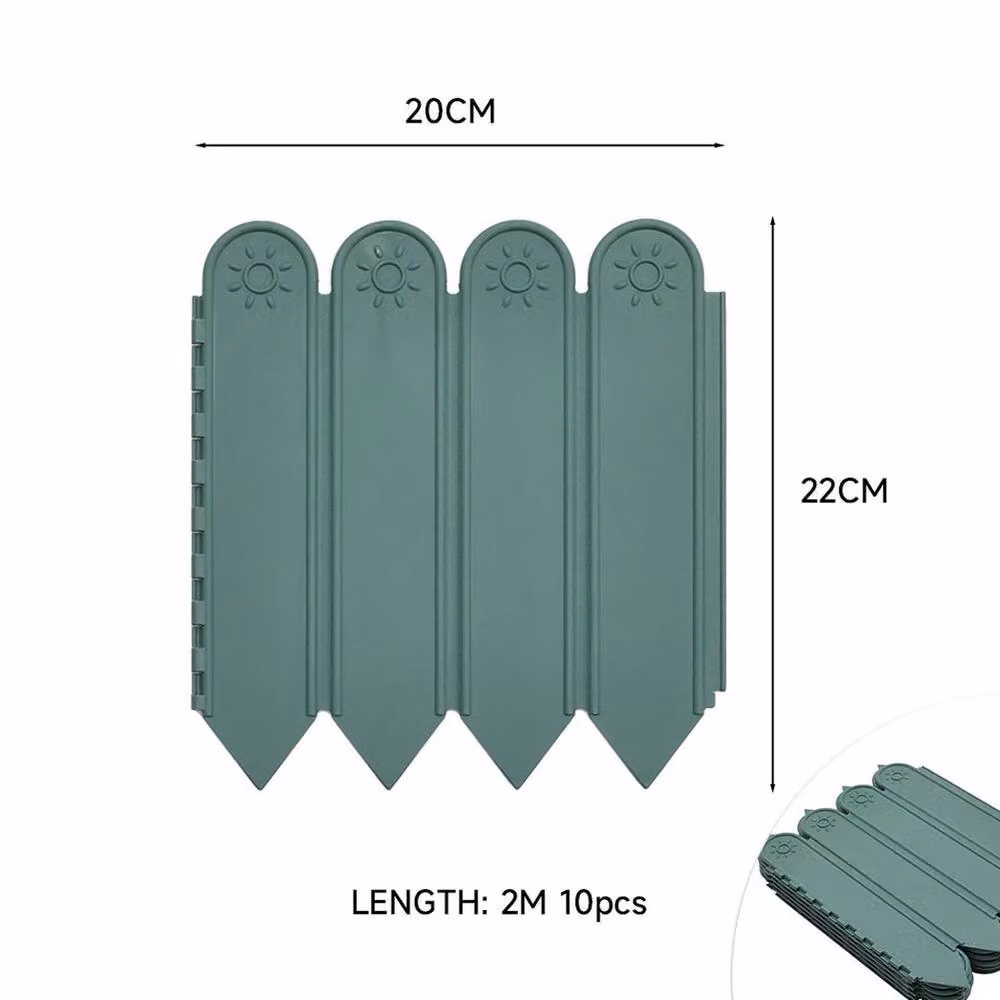FLAVORA Green Plastic Garden Wall Border Edging Picket, 10 Pieces – 2