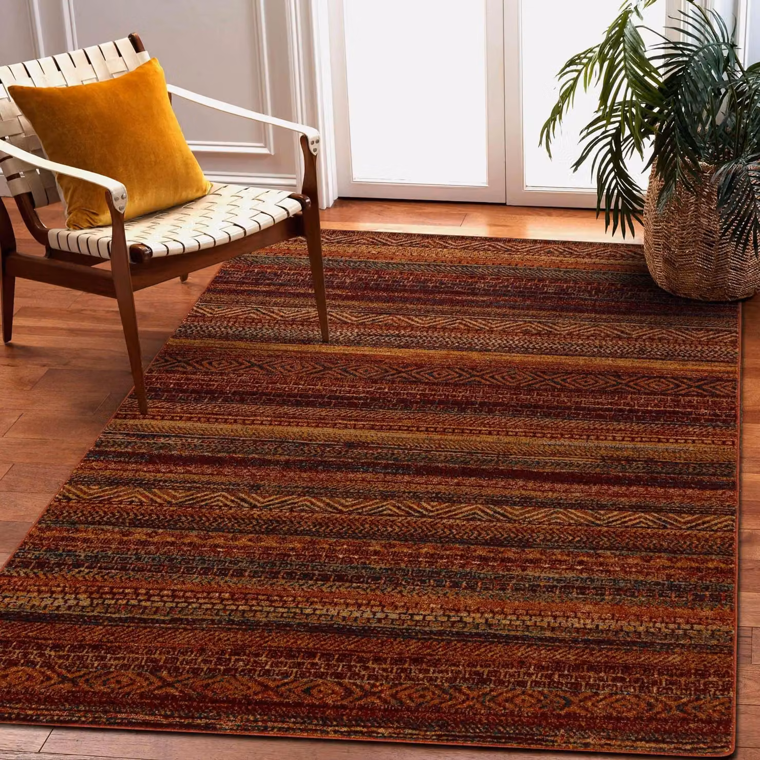 RugsX Wool Omega Vintage Rectangular Rug in Red, W: 135 cm, L: 200 cm – 3