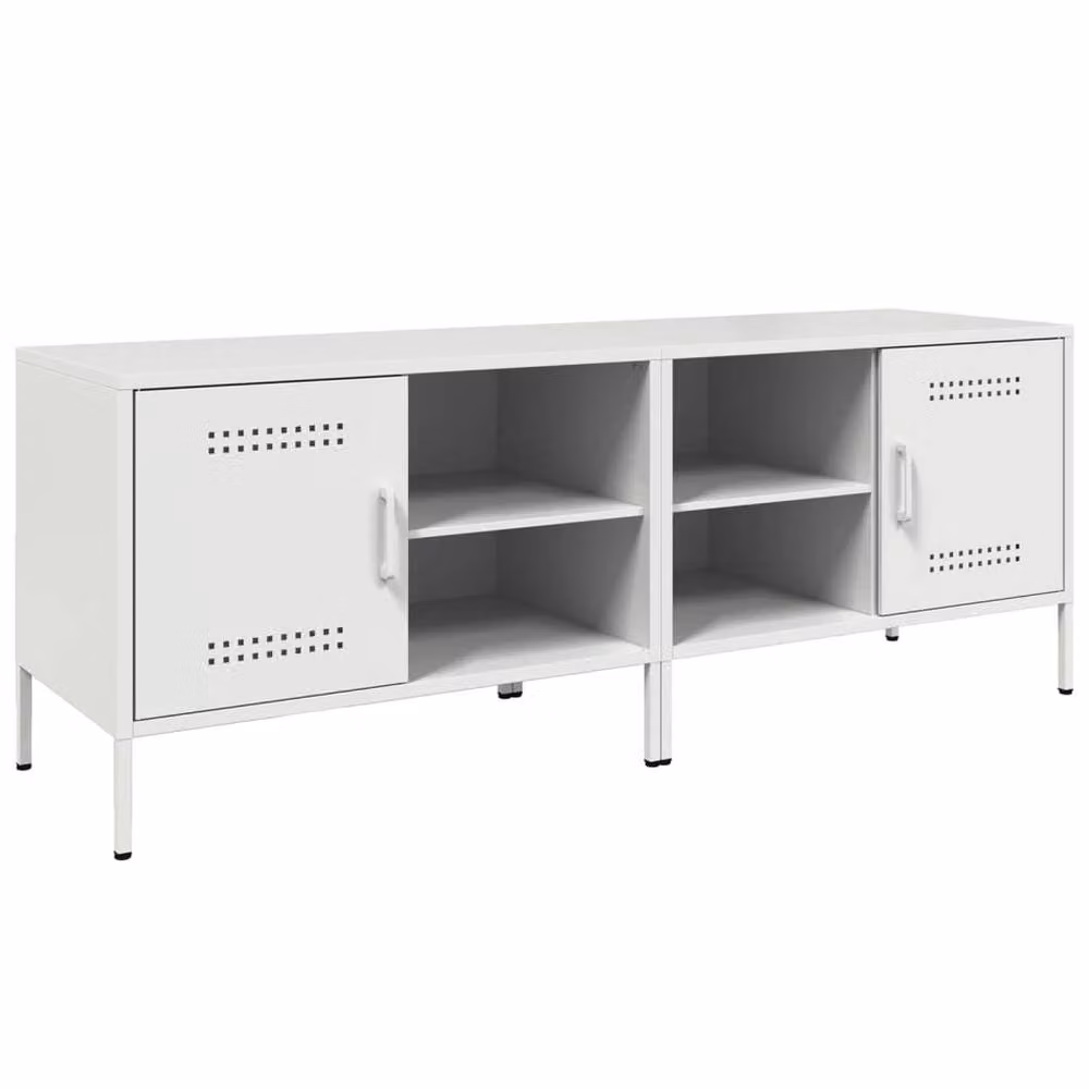 Berkfield Home Set of 2 White Steel TV Cabinets, W/D/H: 68 x 39 x 50.5 cm – 3