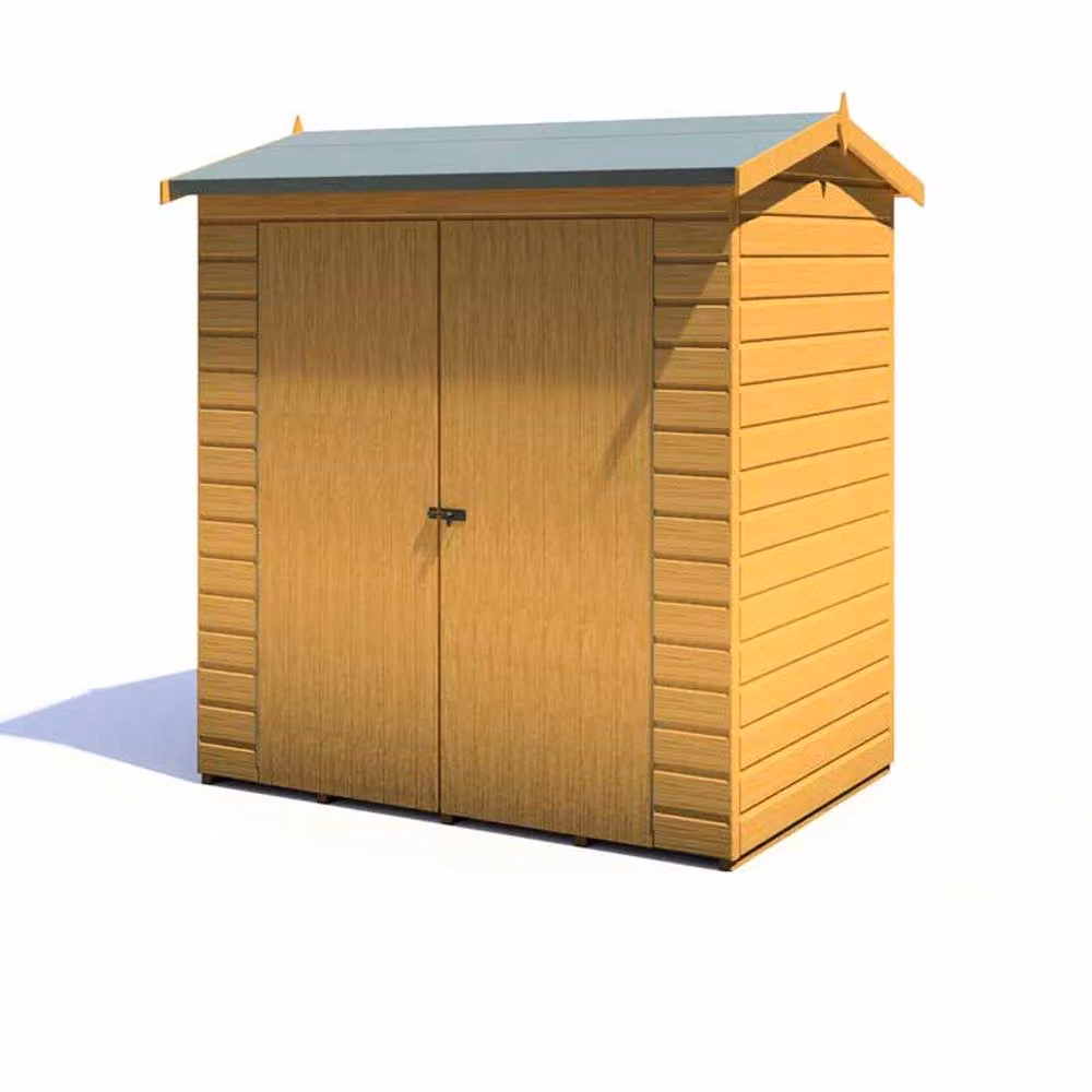 Shires Lewis Double Door Reverse Apex Style Wooden Garden Shed in Brown, W: 136 cm, D: 191.4 cm, H: 204.3 cm – 2