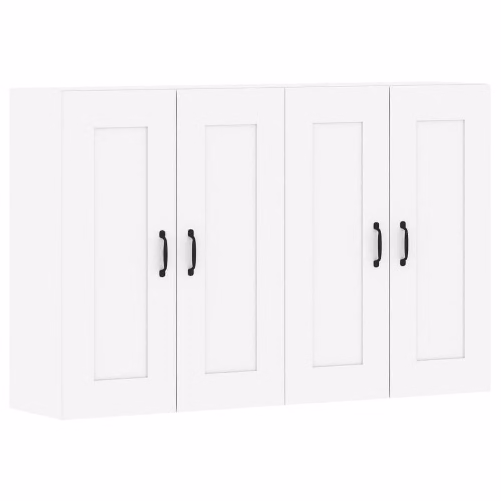 Berkfield Home Set of 2 White Modern Wall Mounted Cabinets with Hinged Doors and Internal Shelves – 2
