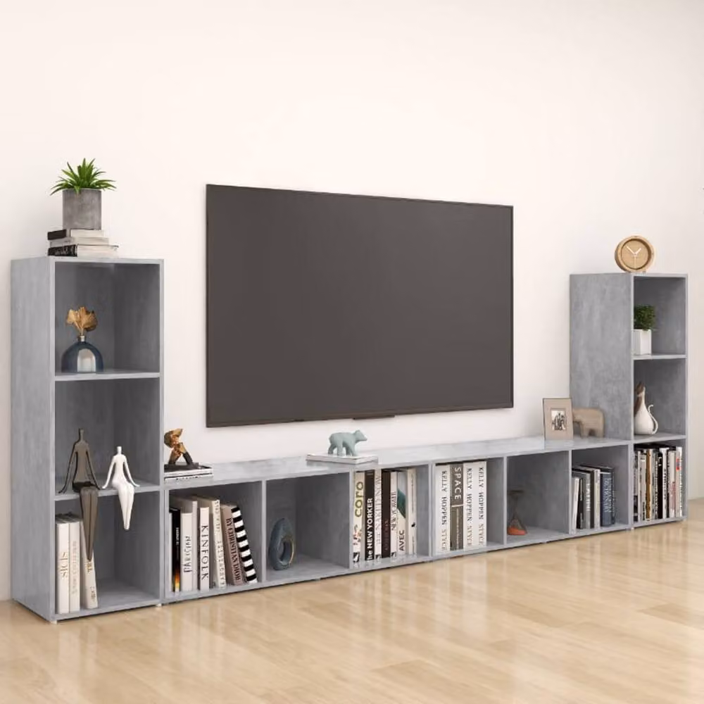 Berkfield Home TV Cabinet in Concrete Grey, Engineered Wood, W/D/H: 107 x 35 x 37 cm – 2