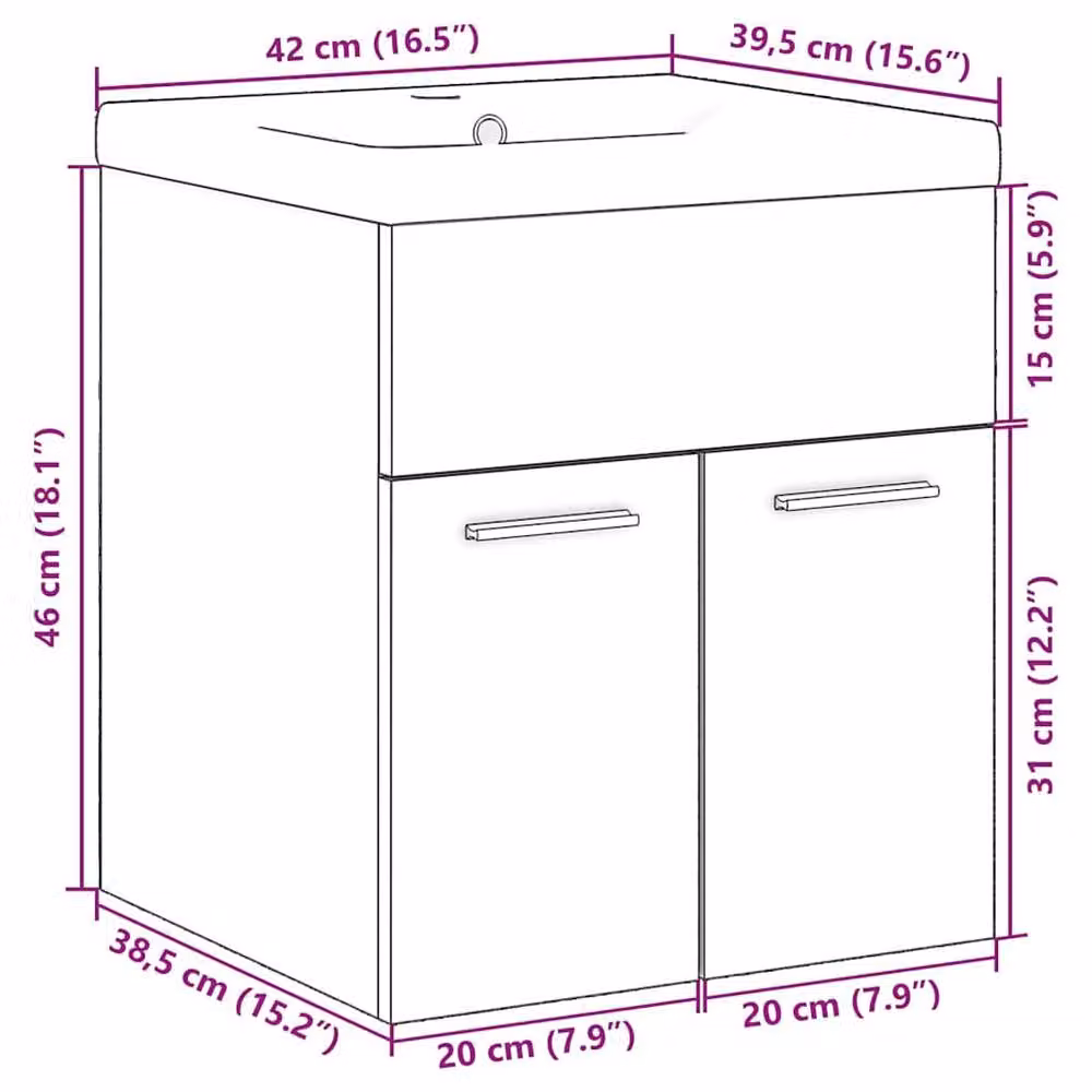 Berkfield Home 2 Piece Modern Bathroom Furniture Set in Sonoma Oak Light Brown – 2
