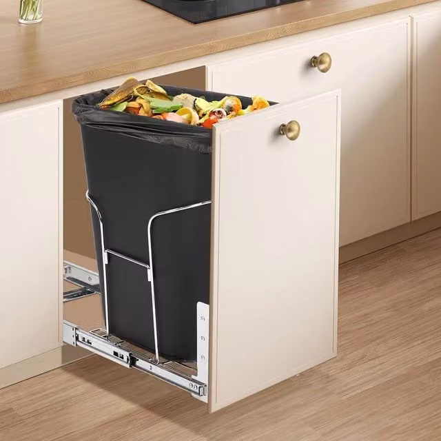 VOGREX Black Steel Under Cabinet Kitchen Cupboard Bin