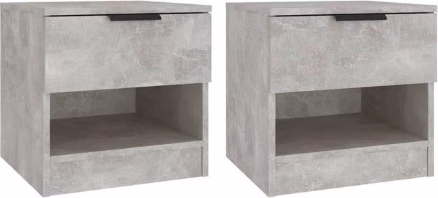 Berkfield Home Set of 2 Modern Bedside Cabinets in Concrete Grey Engineered Wood – 1