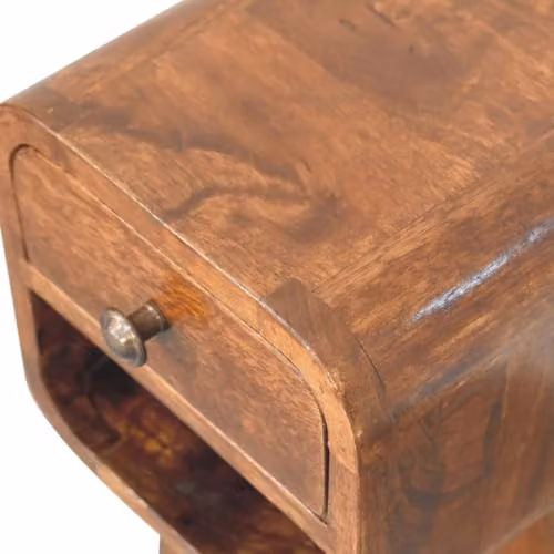 Artisan Furniture Mango Wood Extra Mini Curved Lower Bedside Table in Brown – 5