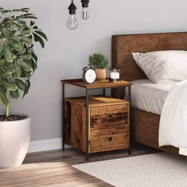 Berkfield Home Modern Bedside Cabinet in Brown, W/D/H: 34 x 35.5 x 50 cm – 1