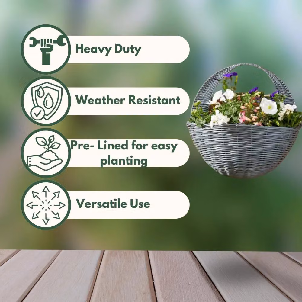 Marco Paul Hanging Flower Basket Planter in Grey – 3