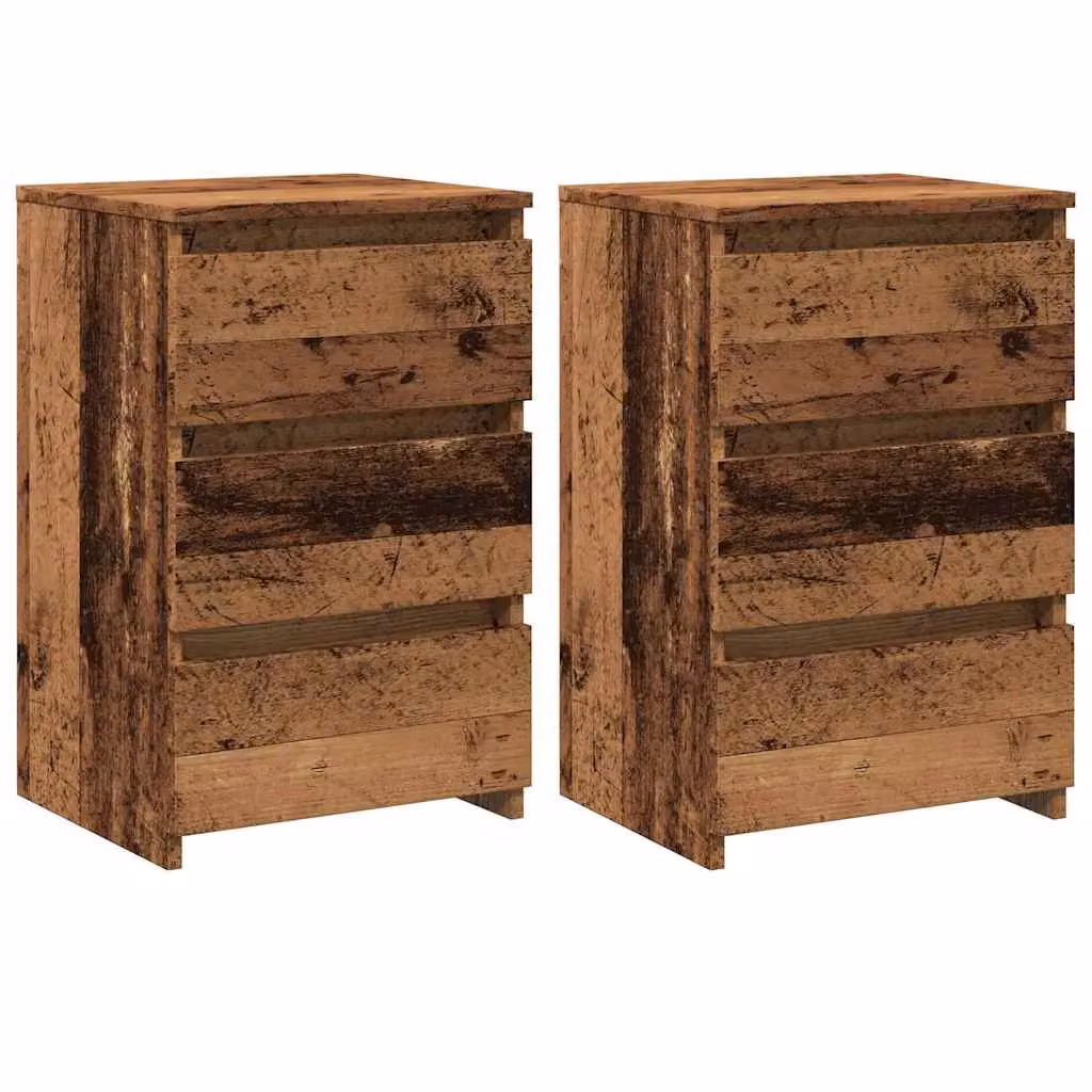 Berkfield Home Set of 2 Bedside Cabinets in Old Wood Brown, W: 40 cm, D: 35 cm, H: 62.5 cm – 2