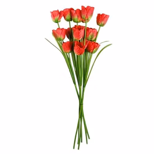 Red Tulip Leaf Design Artificial Textile Flowers