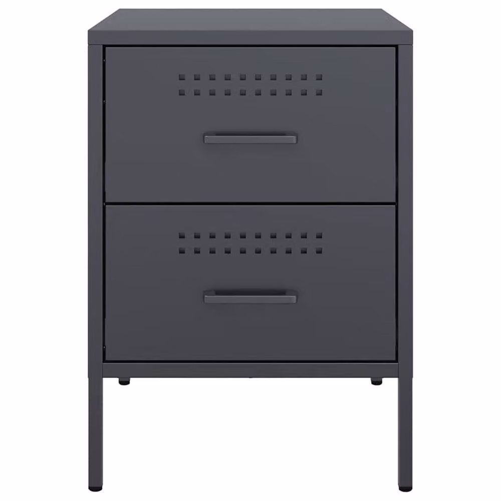 Berkfield Home Durable Metal Bedside Cabinets, 2 Pack, Anthracite, W/D/H: 36 x 39 x 50.5 cm – 4