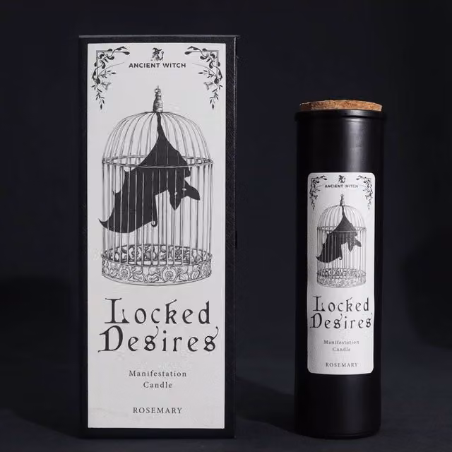 KDMD Ancient Witch Ritual Locked Desires Scented Pillar Candle in Black