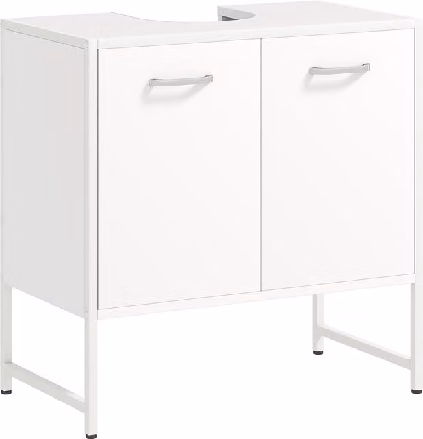 HOMCOM White Modern Bathroom Vanity Unit with Soft-Close Hinged Doors and Internal Shelves – 1