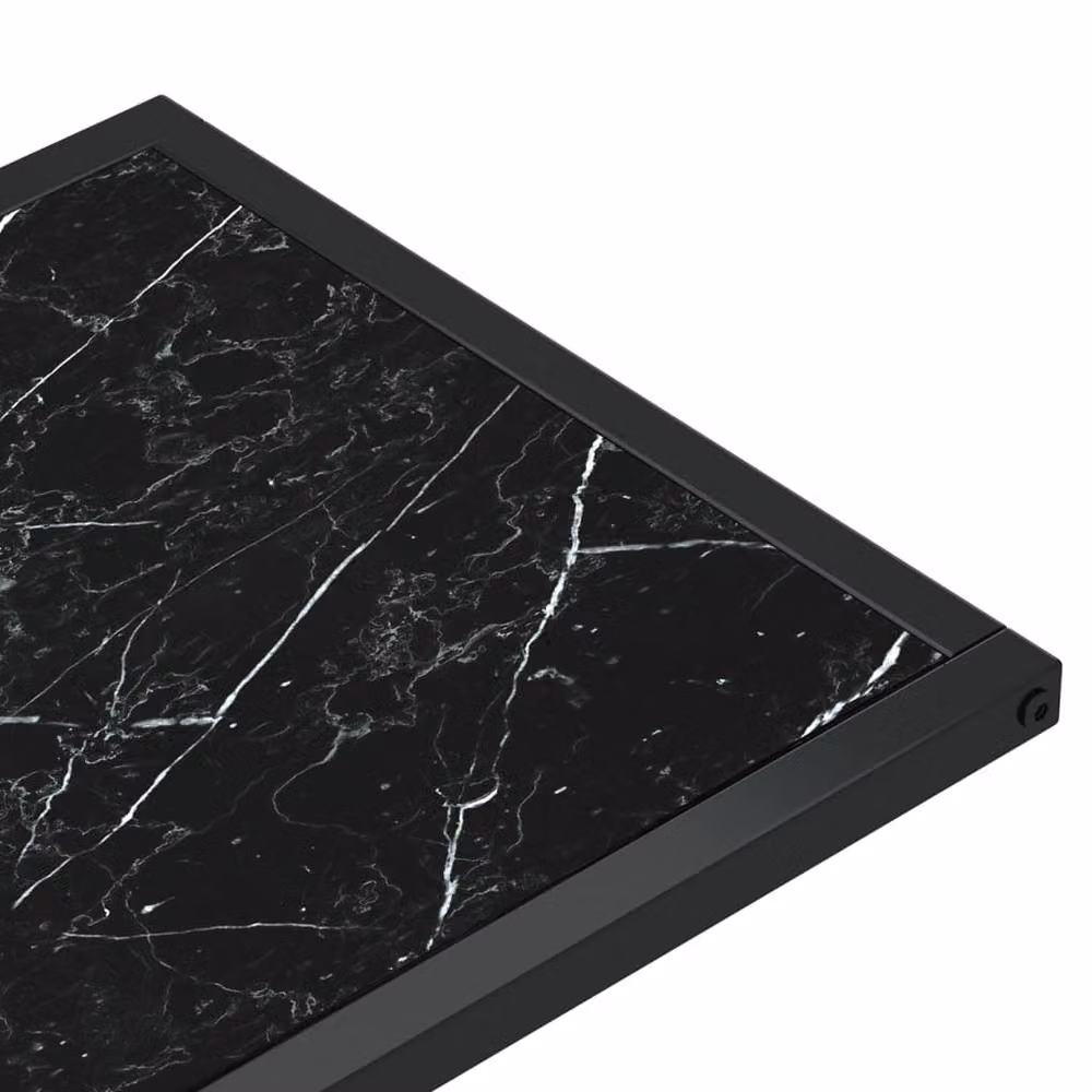 Berkfield Home Modern Black Marble Computer Side Table with Tempered Glass, W/D/H: 50 x 35 x 65 cm – 4