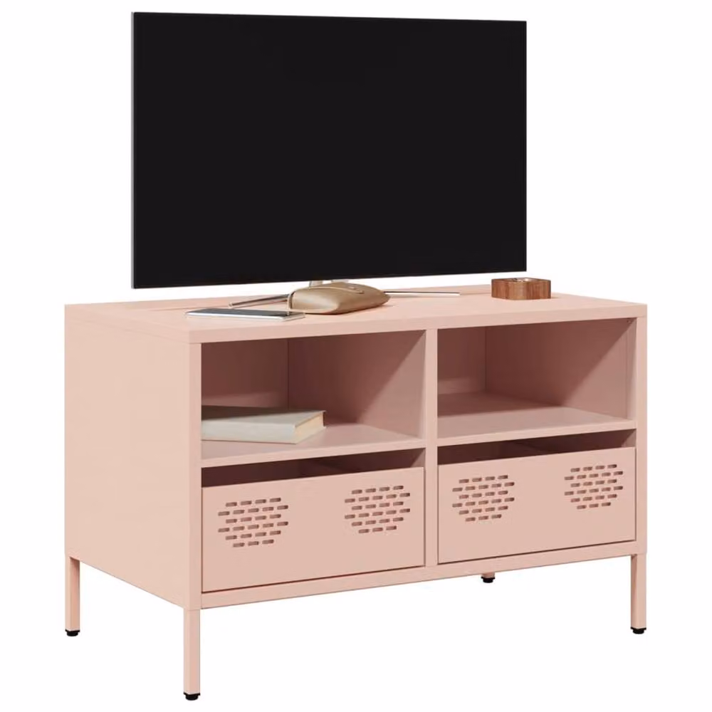 Berkfield Home Modern Pink Metal TV Cabinet, W: 68 cm, D: 39 cm, H: 43.5 cm – 2