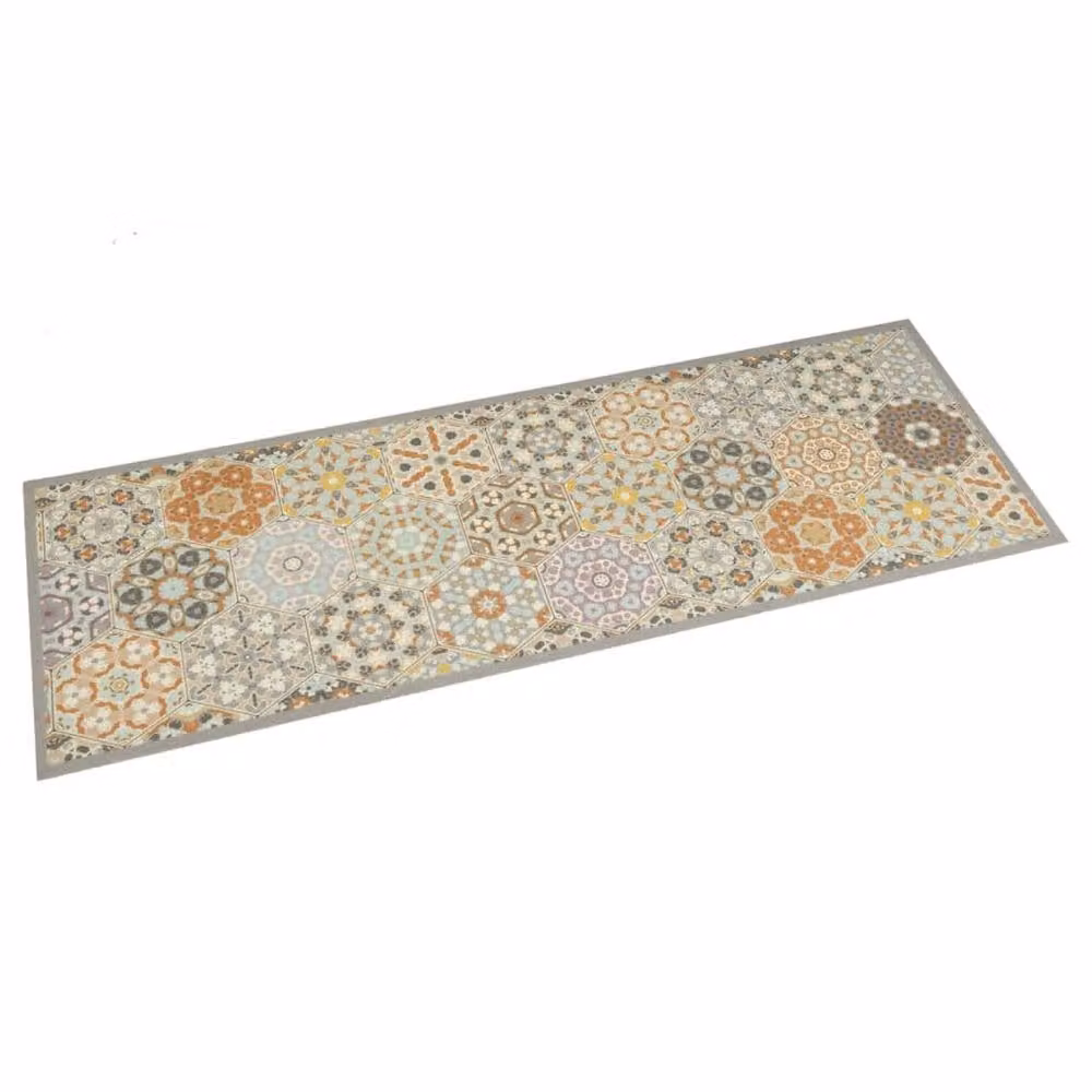 Berkfield Home Washable Velvet Hexagon Geometric Kitchen Rug in Multicolour W: 60 cm, L: 180 cm – 2