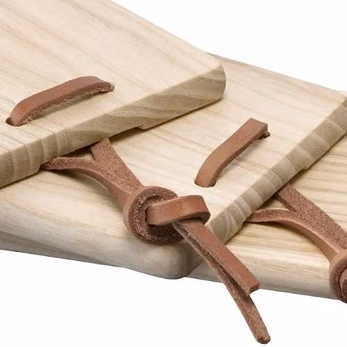 LSA International Borough Trio Board Set in Ash Wood and Leather, Brown and Grey – 2