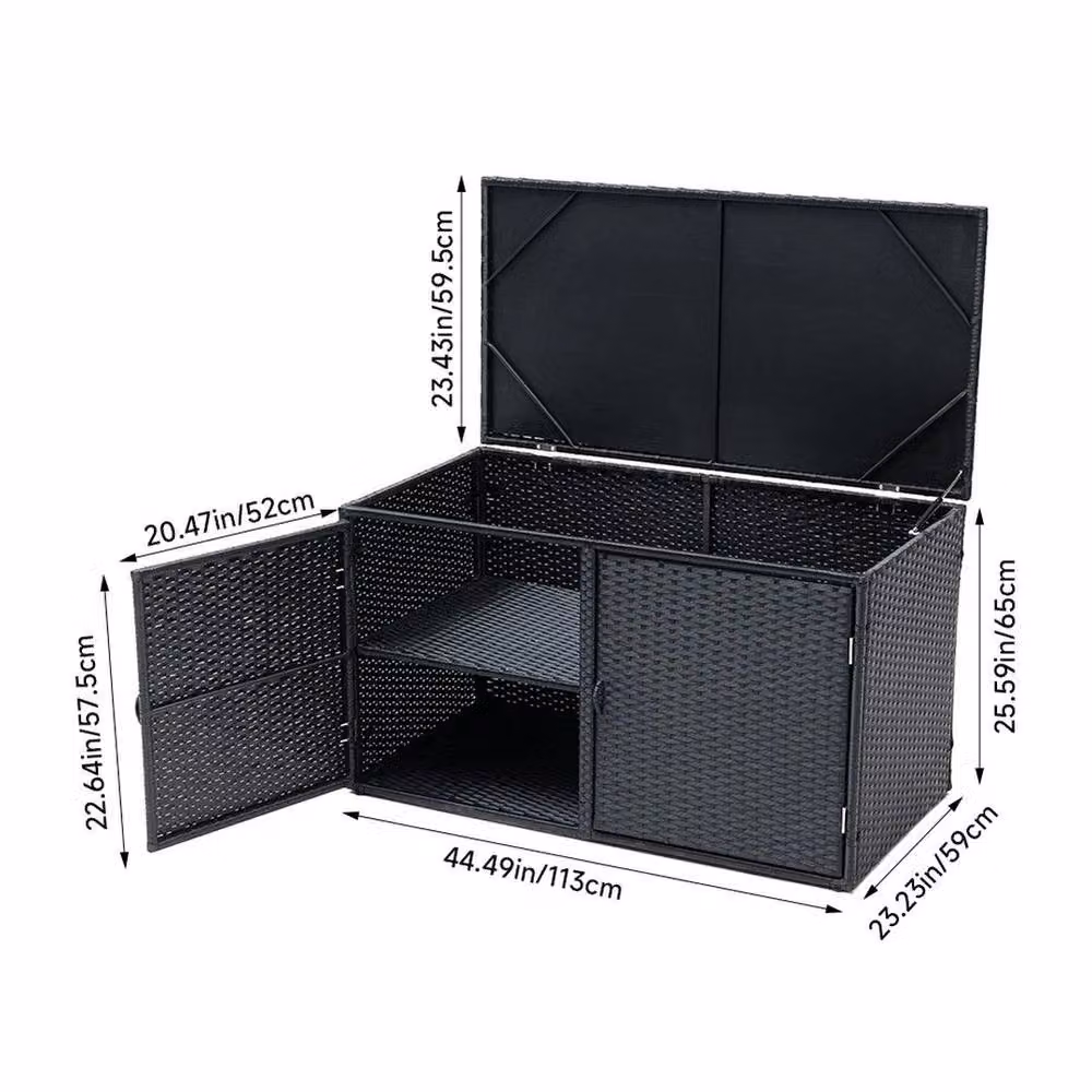 FORGEVIO Black PE Wicker Storage Box with Lid for Garden and Terrace, W/D/H: 59.5 x 50 x 50 cm – 3
