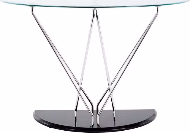 Orsina Halo Half Moon Console Table in Black and Transparent Glass