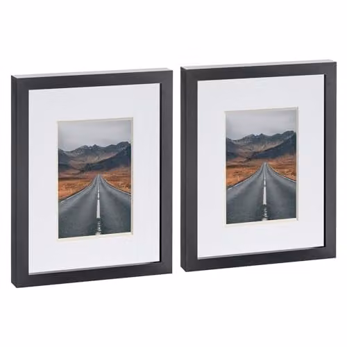 Nicola Spring Pack of 2 Black Rectangular Photo Frames with White Mounts, 10 x 15 cm