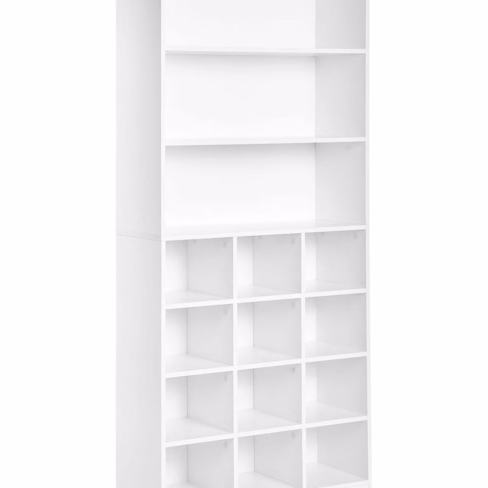 Wyld and Coco Tall White MDF Shoe Storage Cabinet with Internal Shelves W80 x D30 x H180 cm – 2