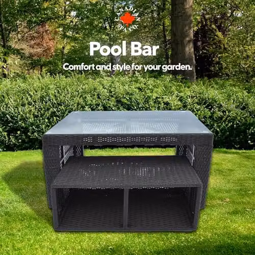 Canadian Spa Co. Hot Tub Bar with Stool in Brown Wicker with Rustproof Aluminium Frame – 3