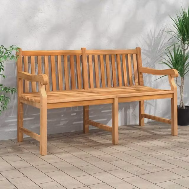 Berkfield Home Garden Bench in Brown Solid Teak Wood, Width: 150 cm