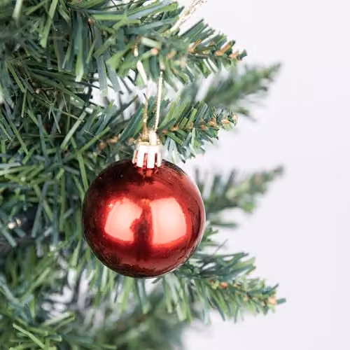 Shatchi 9-Piece Set of Red and Silver Round Plastic Christmas Tree Bauble Hanging Decorations, Diameter: 5 cm – 4
