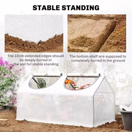 Outsunny Mini Greenhouse Small Plant Grow House with Windows, White, W/D/H: 120 x 60 x 60 cm – 3