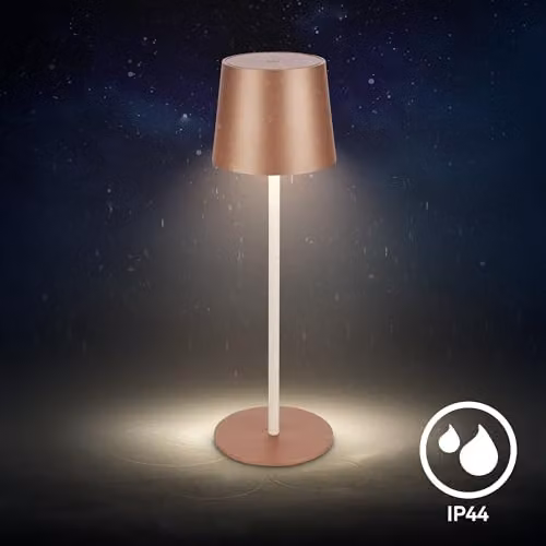 Briloner Rechargeable LED Table Lamp with Touch Dimming, IP44 Waterproof, Cordless Warm White Light, W/D/H: 11 x 11 x 34.5 cm, Brown or Grey – 6