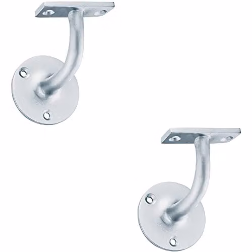 Loops 2 Pack Heavyweight Wall Mounted Handrail Bannister Bracket in Satin Chrome