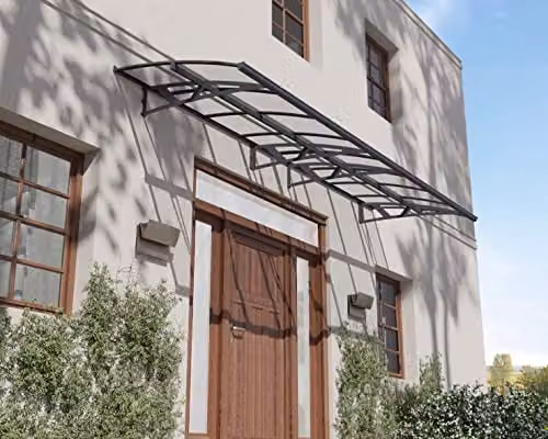 Palram Amsterdam 4460 Front Door Canopy, Grey and Transparent, W: 446 cm, D: 139 cm – 2