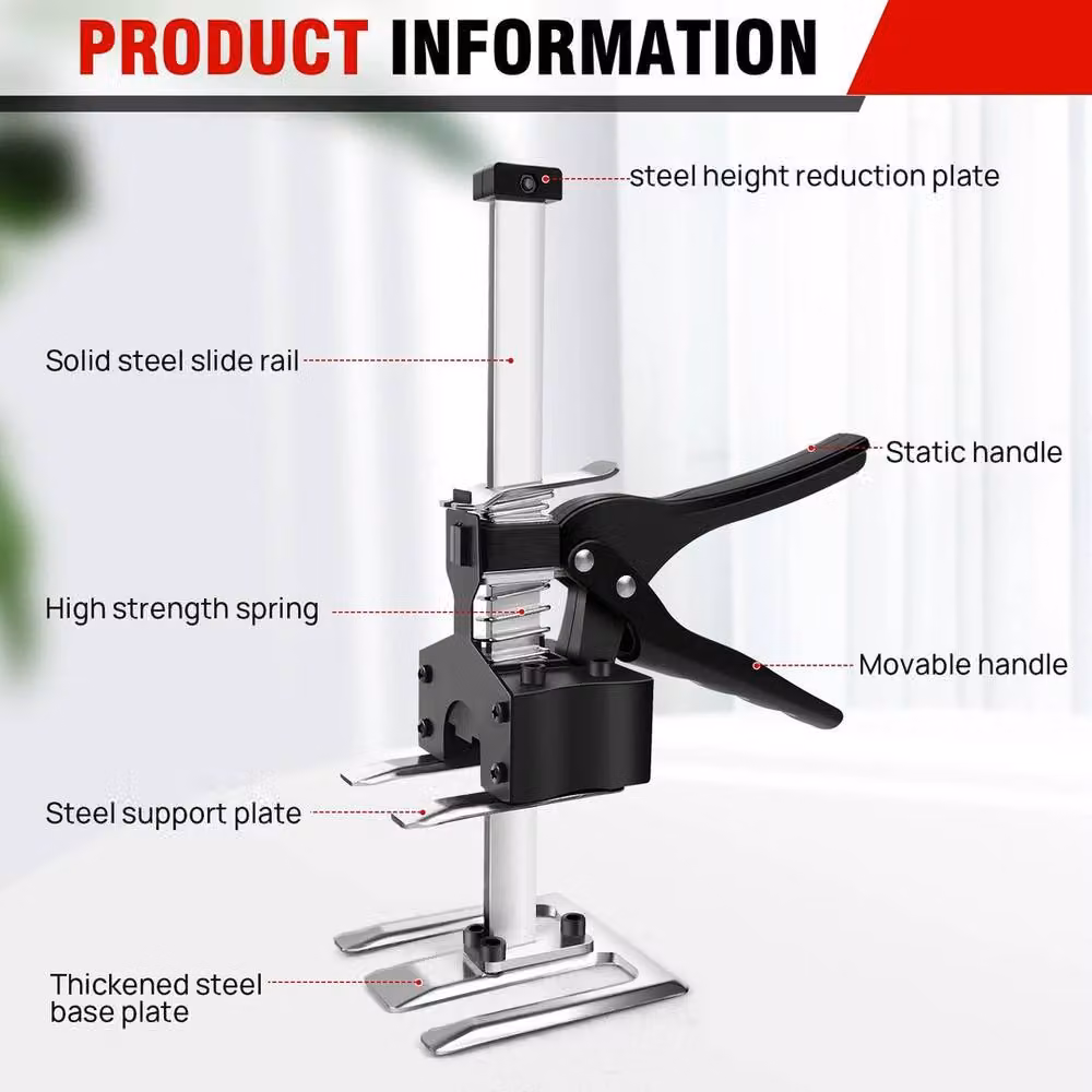 VOGREX 2-Piece Steel Door Cabinet Jack Lifter Hand Lifting Tool in Black – 3