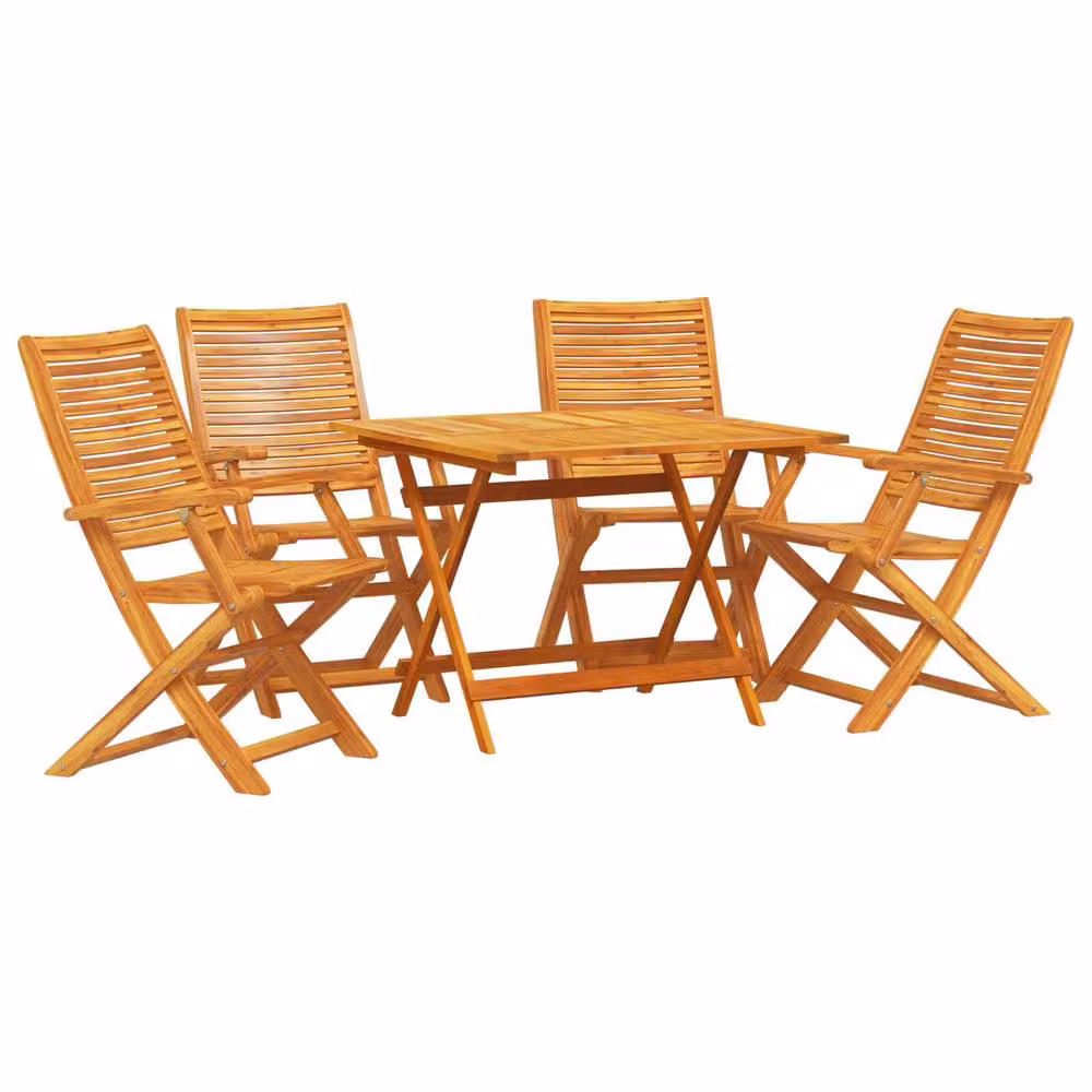Berkfield Home 5 Piece Garden Dining Set in Rustic Brown Oiled Acacia Wood – 2