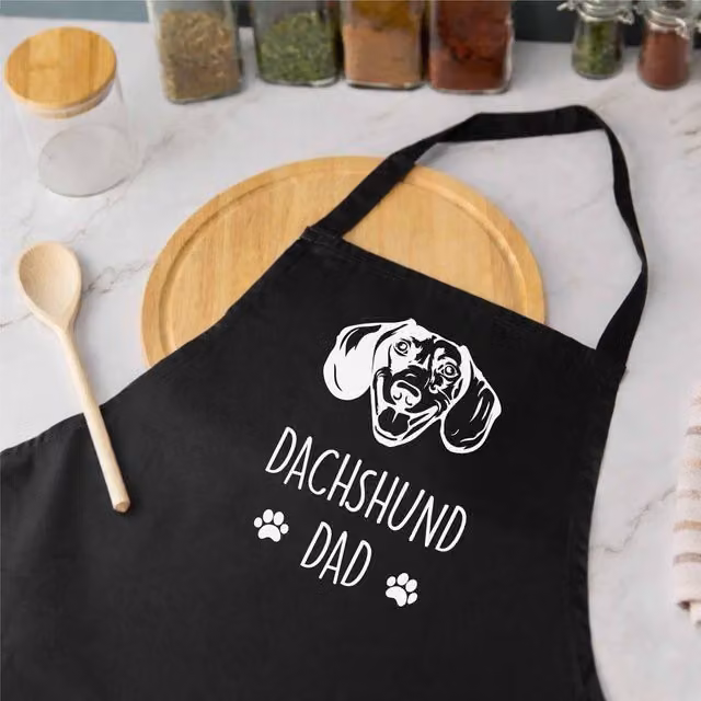 60 SECOND MAKEOVER Men's Dachshund Dad Apron in Black