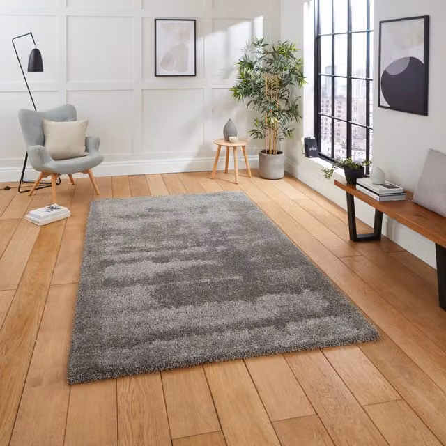 Terrys Modern Grey Rectangular Polypropylene Rug W: 120 cm, D: 170 cm
