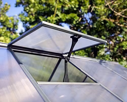 Palram Canopia Mythos 6x4 Greenhouse with Grey Aluminium Frame and UV-Protected Polycarbonate Roof including Base Frame – 4