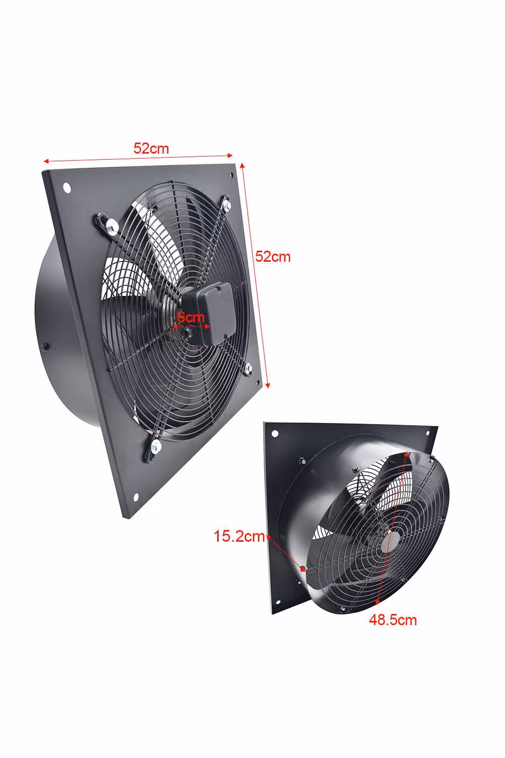 Livingandhome Wall-Mounted Axial Exhaust Fan, 18-inch, Black Metal – 4