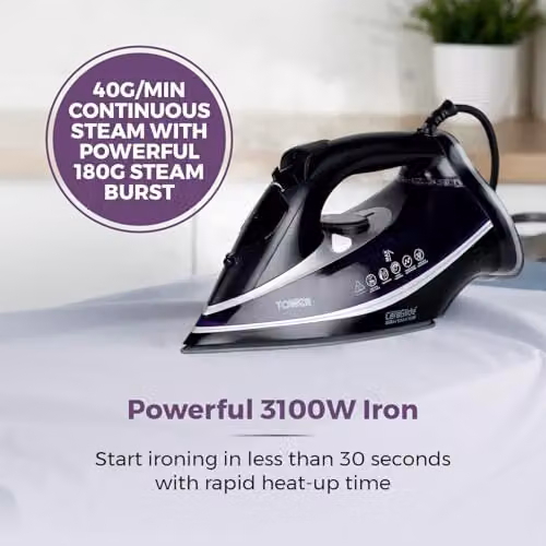 Tower Steam Iron with Ceramic Non-Stick Soleplate and Anti-Calc System, Purple – 3