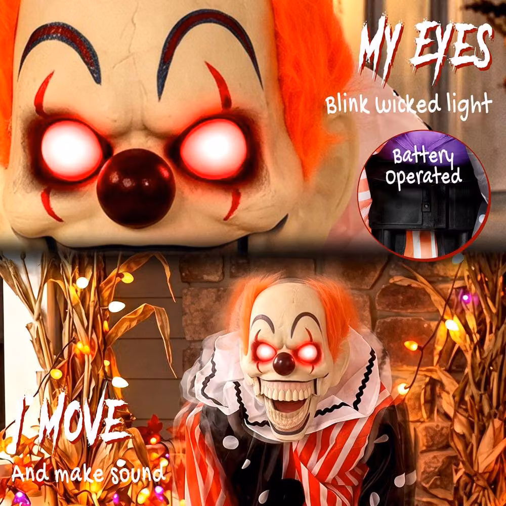 HOMCOM Animated Clown Halloween Decoration for Indoor and Outdoor Use in Multicolour – 3
