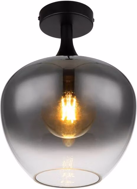 Netlighting Maxy Globe Modern Ceiling Light in Black with Transparent Grey Glass Sphere, W/D/H: 24 x 24 x 31.5 cm – 6
