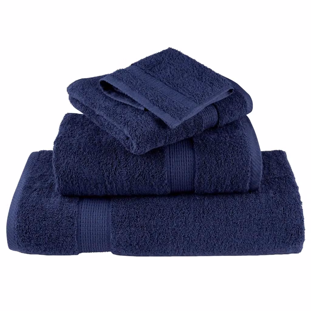 Berkfield Home SOLUND Premium Cotton Terry Hand Towels, 2 Pack, Navy Blue, W: 50 cm, L: 100 cm, 600gsm – 4