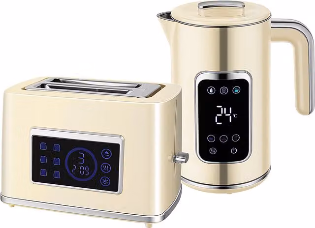 HOMCOM Touch Screen Kettle and Toaster Set in Beige