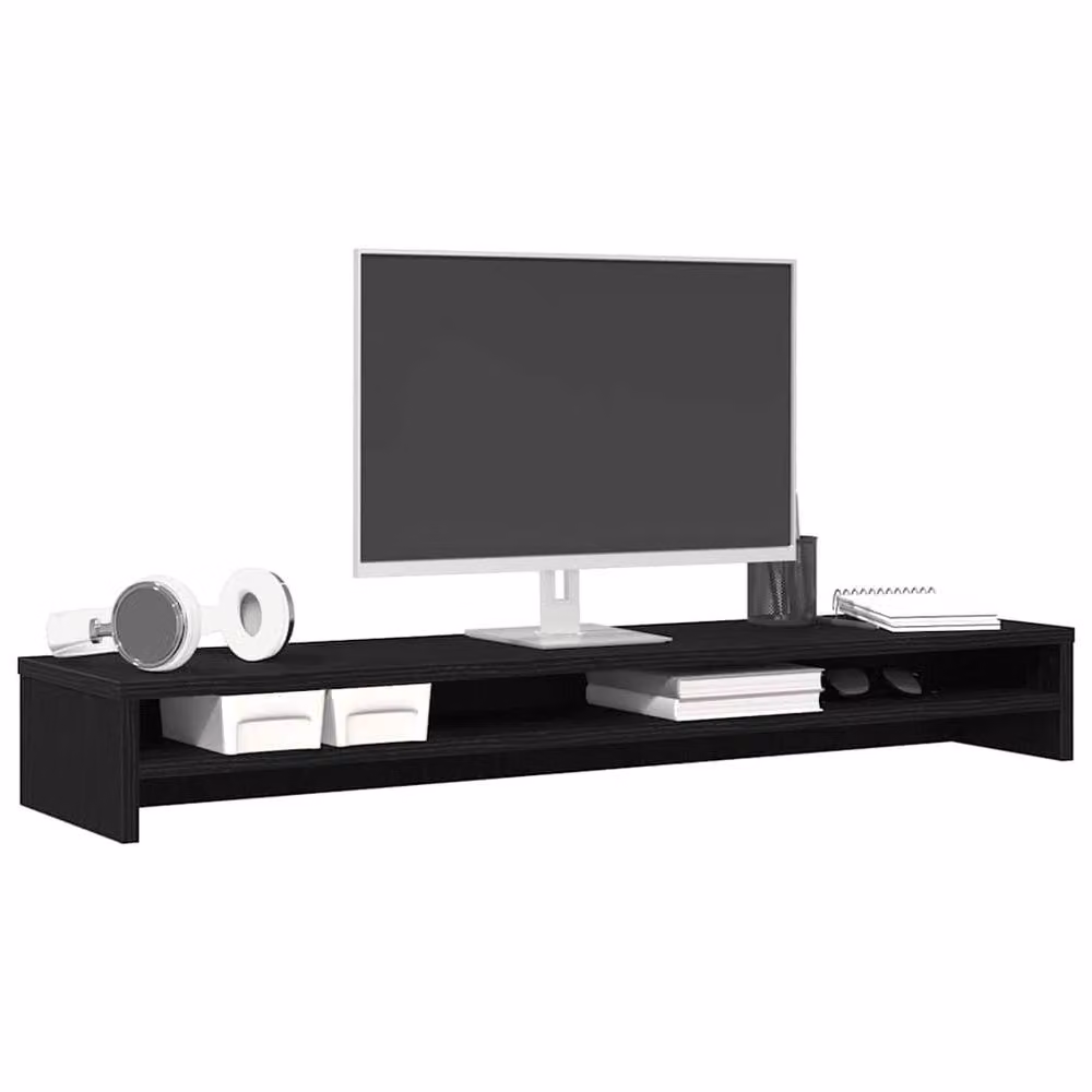 Berkfield Home Monitor Stand in Black Oak, W/D/H: 100 x 24 x 13 cm – 3