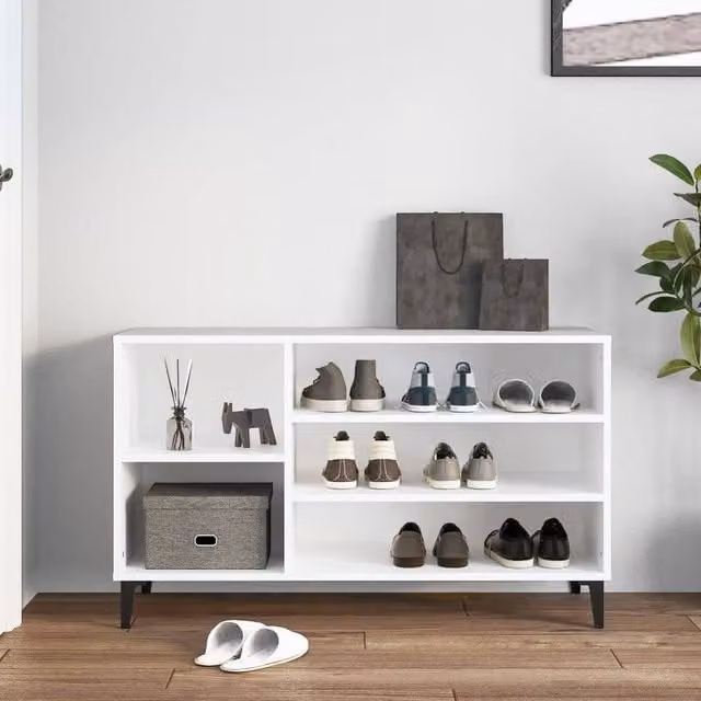 Berkfield Home White Shoe Cabinet W: 102 cm, D: 36 cm, H: 60 cm – 1
