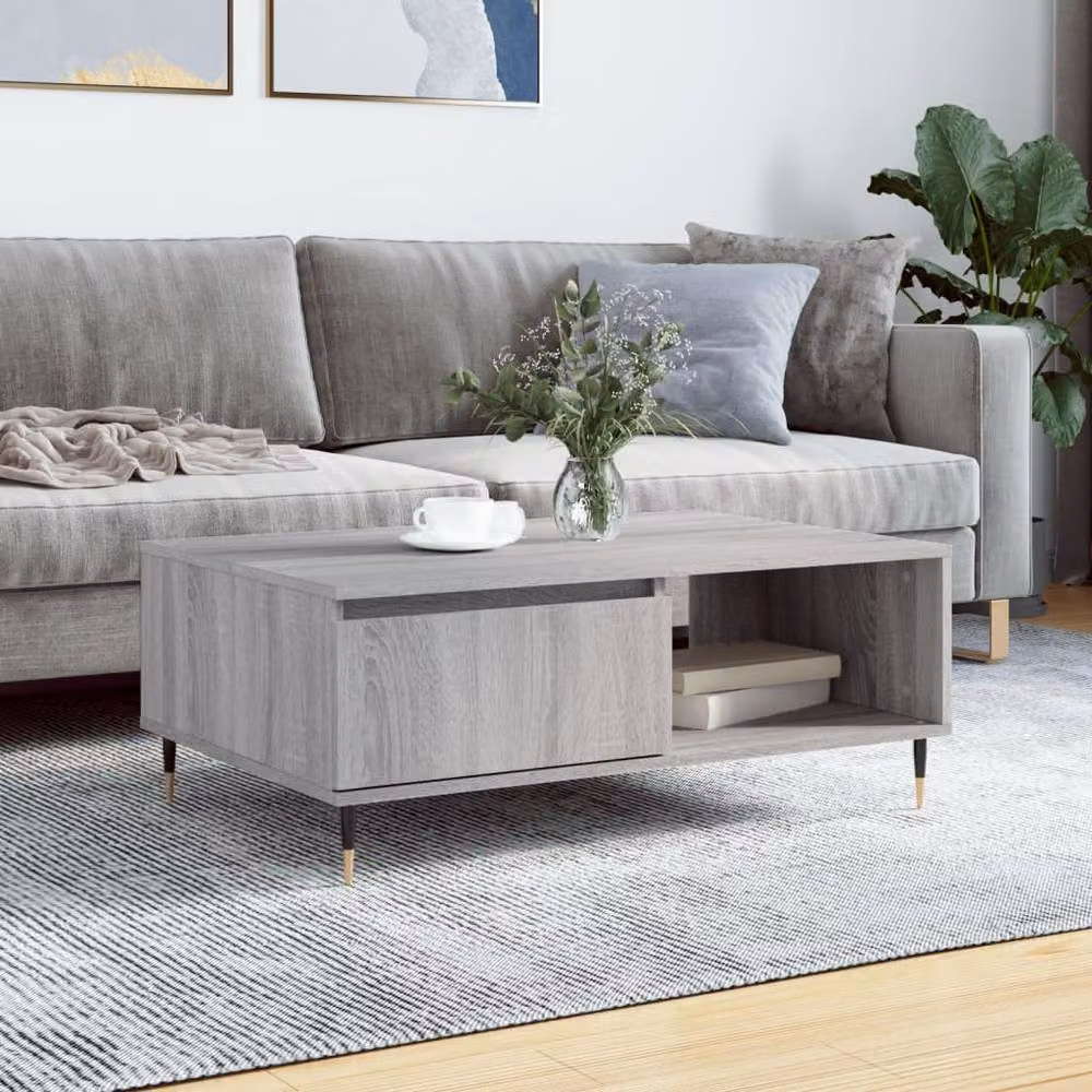 Berkfield Home Decorative Coffee Table in Grey Sonoma, W/D/H: 90 x 60 x 35 cm – 2