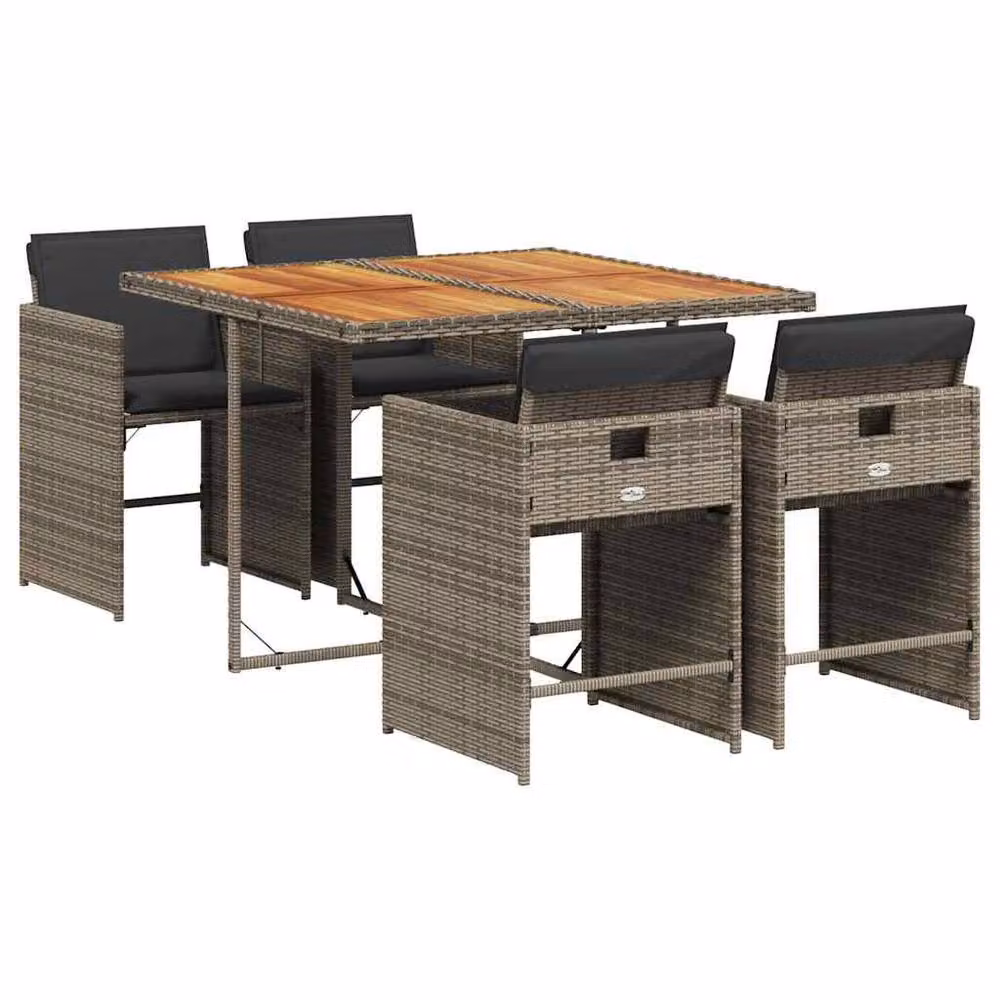 Berkfield Home Grey Poly Rattan Collapsible Medium Garden Dining Set – 2